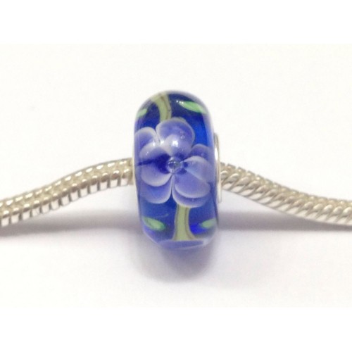 MU-14 Murano Floral  Azul e Lilás em Prata 925